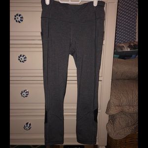 Lululemon Cropped Leggings with Sheer Backing and Pockets